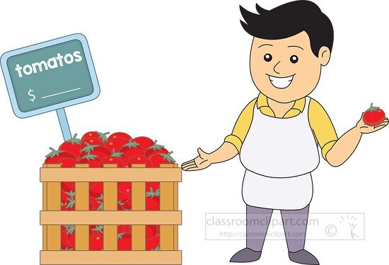 vegetable seller selling tomato - Classroom Clip Art