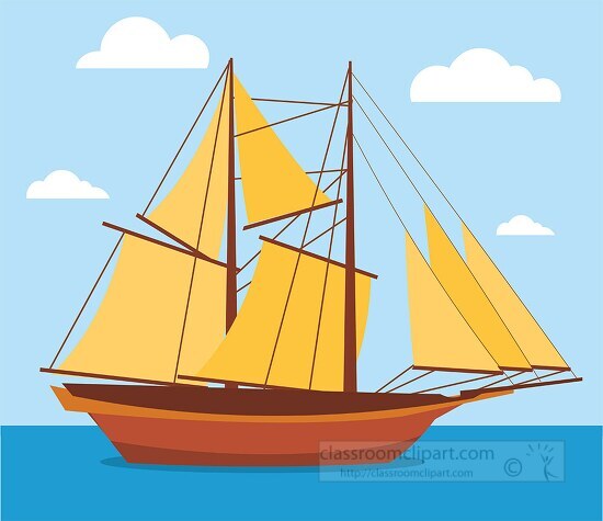 transportation-clipart-wooden-sailing-ship-in-motion-witg-sails-fully