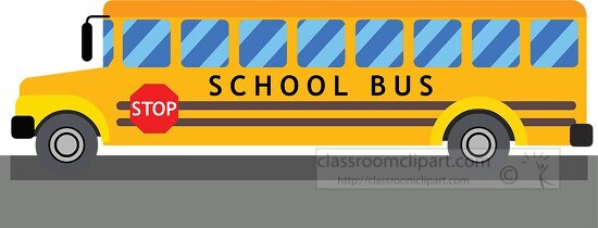 yellow school bus with movable stop sign transportation clipart
