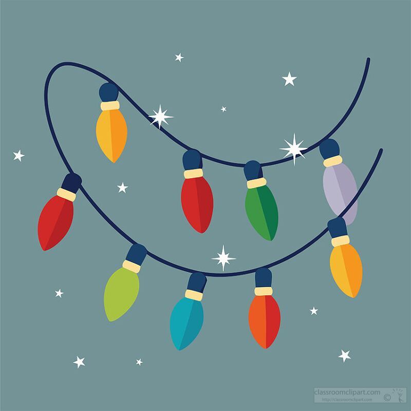 string of multicolored Christmas lights with a few sparkles