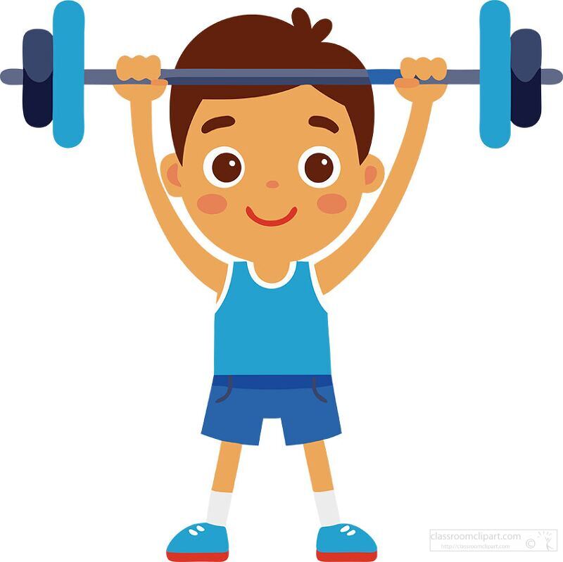 Strong and Active Cute Boy Lifting Weights