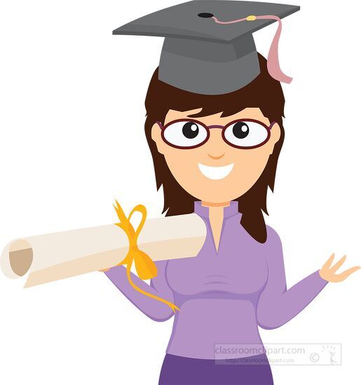 Graduation Clipart-graduate wearing cap and gown smiling while holding  diploma