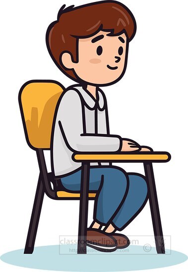 student sits on school desk