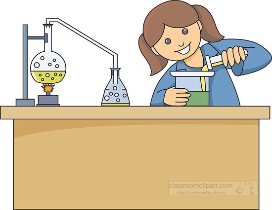 student working on chemistry experiment clipart