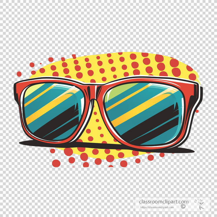 Stylish sunglasses with a retro dotted yellow background