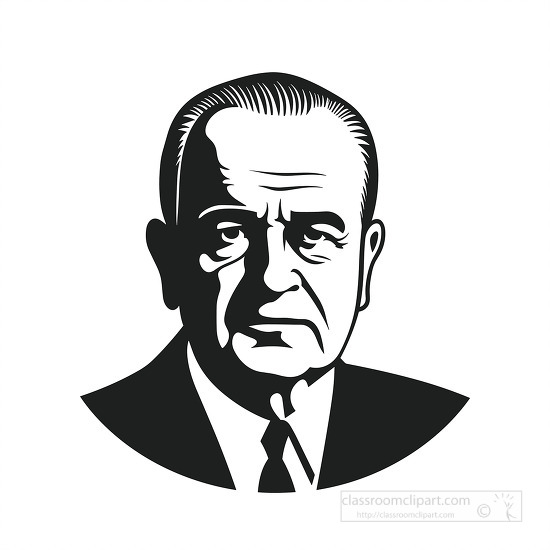 stylized black and white outline of president lyndon b johnson