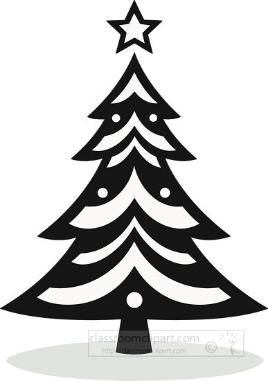 Stylized Christmas tree in black accented with polka dots and st