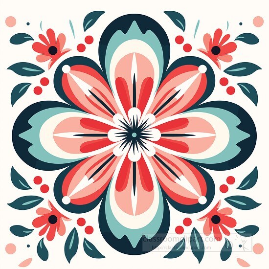 stylized petal motif arranged in a kaleidoscopic fashion with a 