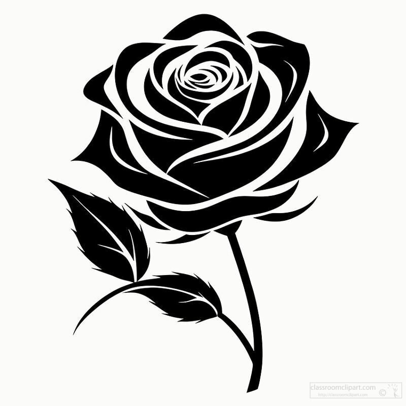 stylized rose silhouette with sharp petalw