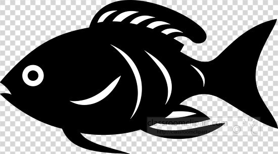 stylized side profile of a fish in black