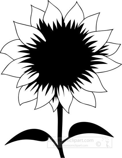 sun flower black outline clipart