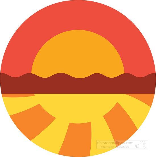 sun icon rising over an orange hill with yellow rays