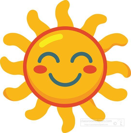 sunny clipart with a happy expression and vibrant yellow rays cl