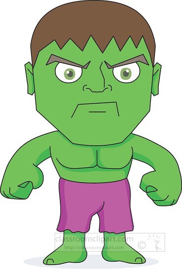 super hero green man with angry face clipart