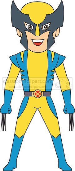 super hero yellow blue costume clipart