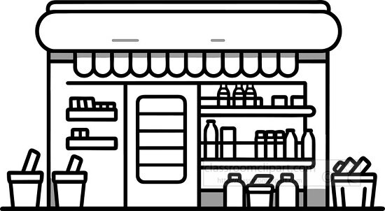 storefront clipart black and white