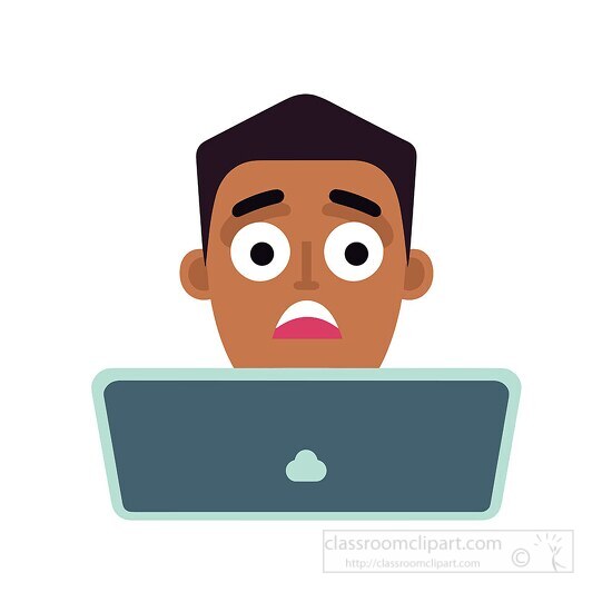 suprised expression of a person looking at a computer screen