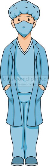 surgeon wearing scrubs and mask clipart