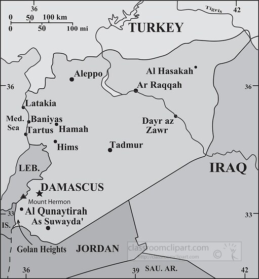 Syria country map gray color