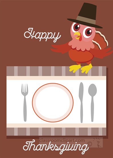 table setting with thanksgiving blessings clipart