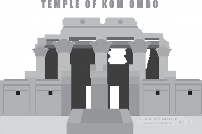 temple of kom ombo ancient egypt gray color clipart