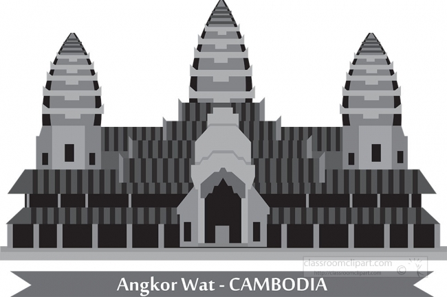 temples angkor wat cambodia gray color clipart