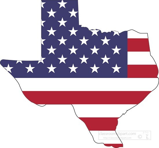 texas map with american flag