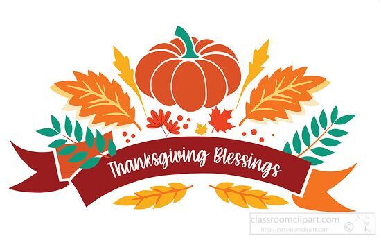 Thanksgiving blessiings ribbon with fall leaves and pumpkins