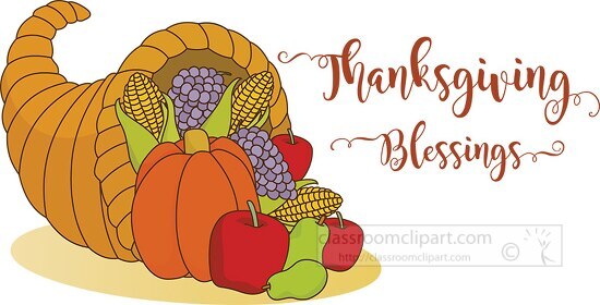 Thanksgiving Blessings Cornucopia Clipart