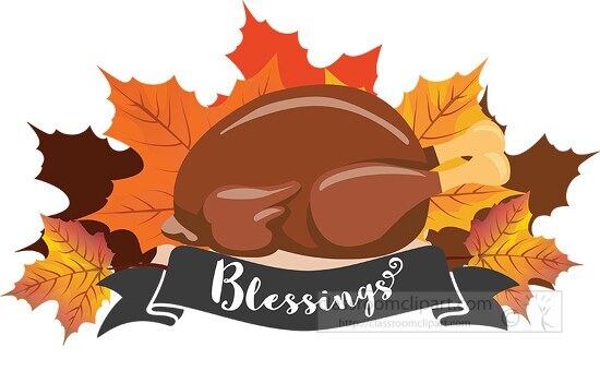 thanksgiving blessings with fall leaves cooked turkey