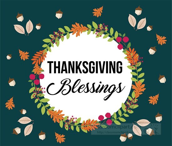 thanksgiving blessings wreath clipart