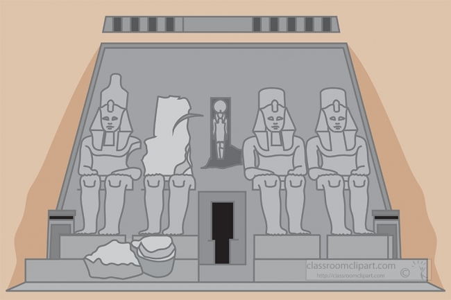 the great temple at abu simbel ancient egypt gray color clipart