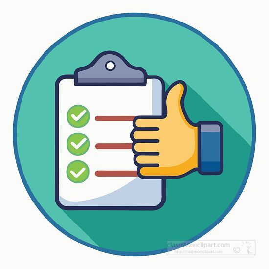 thumbs up with checklist clipboard clipart for task