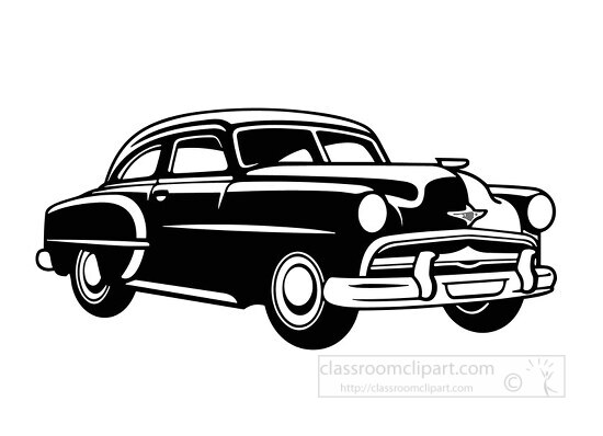 timeless beauty of an old classic car black outline clip art