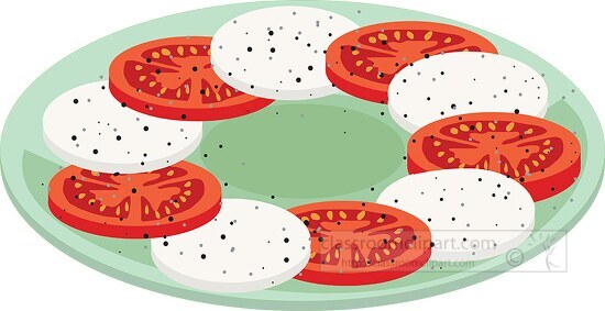 tomato mozzarella cheese plate clipart