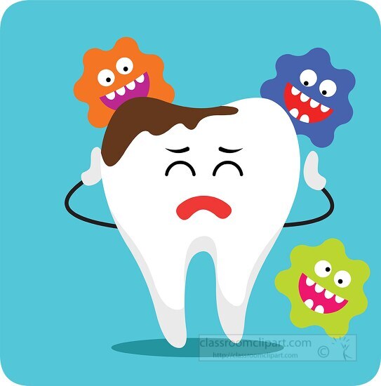 tooth shows decay from bacteria germs oral hygiene clipart
