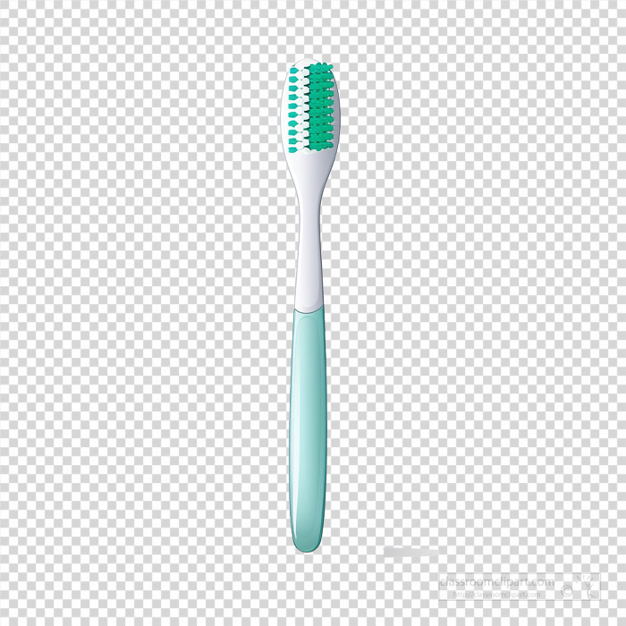 toothbrush with a contoured blue handle and neat bristle arrange