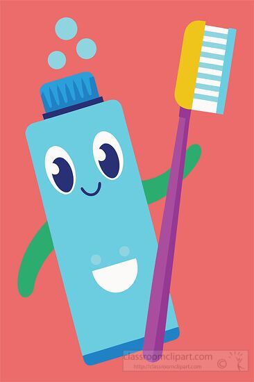 toothpaste character holding a toothbrush