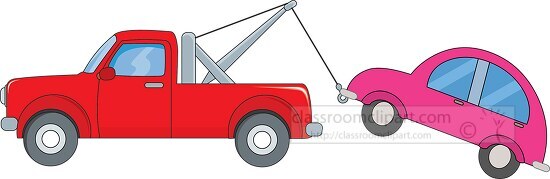 tow truck tows small car clipart