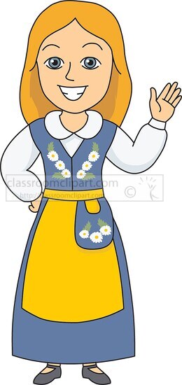 traditional folk costume woman sweden clipart