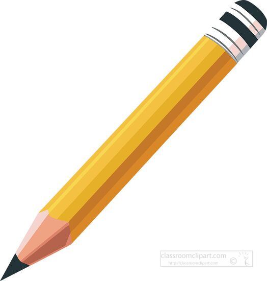 traditional school supply yellow pencil with a sharp tip clipart