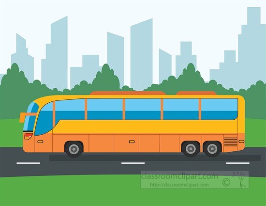 transportation bus on city highway clipart