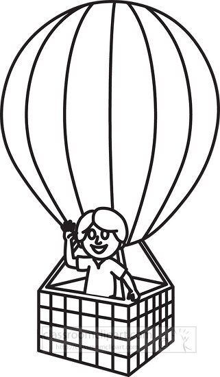 travel boy hot air balloon outline