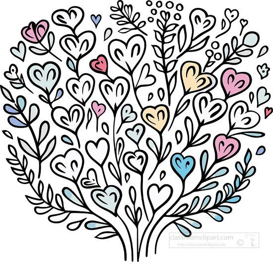 tree made up of various colorful hearts clipart