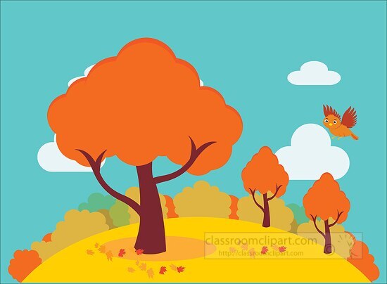 trees with orange leaves fall scenery clipart vector