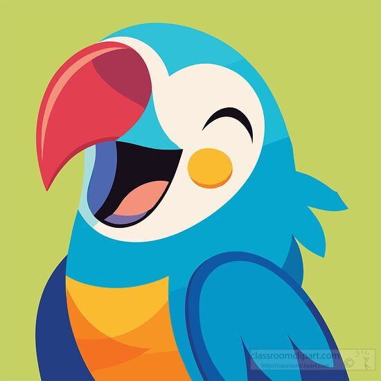 tropical blue parrot laughing clipart