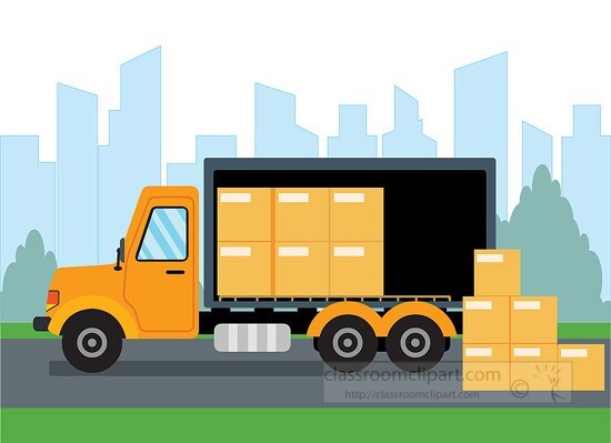 truck loaded with boxes clipart
