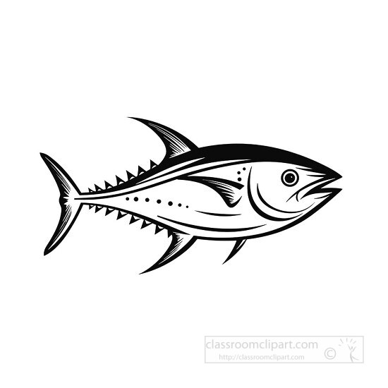 Animal Outline Clipart-tuna fish black outline clip art