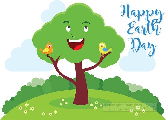 two birds sitting on it happy earth day clipart