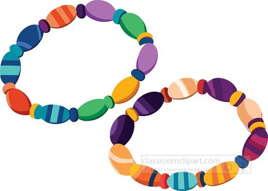 two colorful bracelets with wooden beads